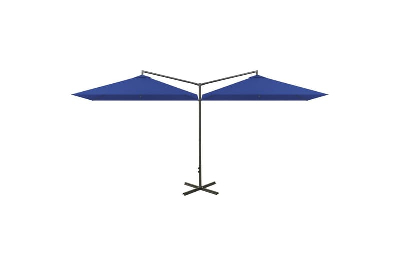 dobbelt parasol med stålstang 600x300 cm azurblå - Blå - Parasoller