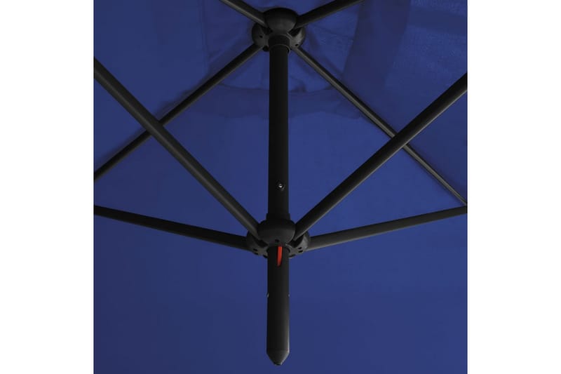 dobbelt parasol med stålstang 600x300 cm azurblå - Blå - Havemøbler - Solafskærmning - Parasoller