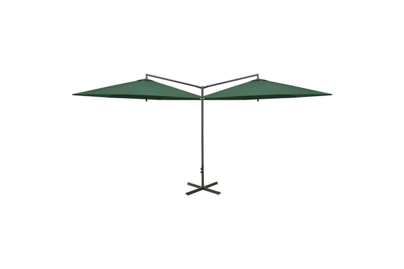 dobbelt parasol med stålstang 600 cm grøn - Grøn - Havemøbler - Solafskærmning - Parasoller