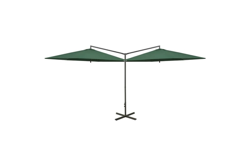 dobbelt parasol med stålstang 600 cm grøn - Grøn - Parasoller