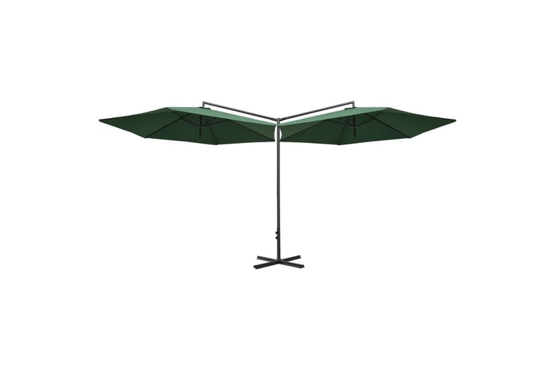 dobbelt parasol med stålstang 600 cm grøn - Grøn - Havemøbler - Solafskærmning - Parasoller