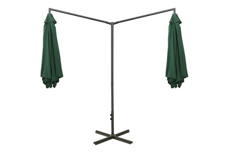 dobbelt parasol med stålstang 600 cm grøn - Grøn - Havemøbler - Solafskærmning - Parasoller