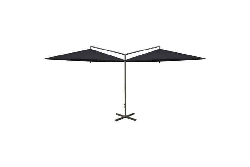 dobbelt parasol med stålstang 600 cm sort - Sort - Parasoller