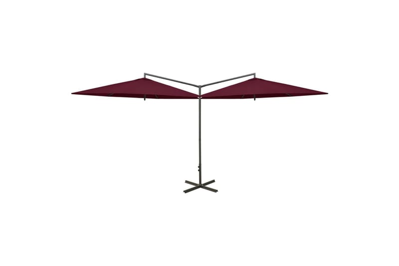 dobbelt parasol med stålstang 600 cm bordeauxfarvet - Rød - Parasoller