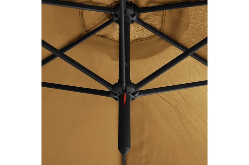 dobbelt parasol med stålstang 600 cm gråbrun - Gråbrun - Parasoller