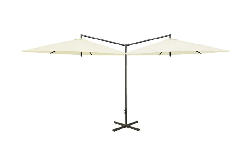 dobbelt parasol med stålstang 600 cm sandfarvet - Havemøbler - Solafskærmning - Parasoller