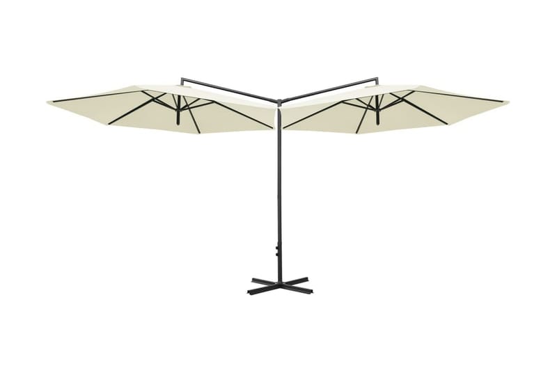 dobbelt parasol med stålstang 600 cm sandfarvet - Havemøbler - Solafskærmning - Parasoller