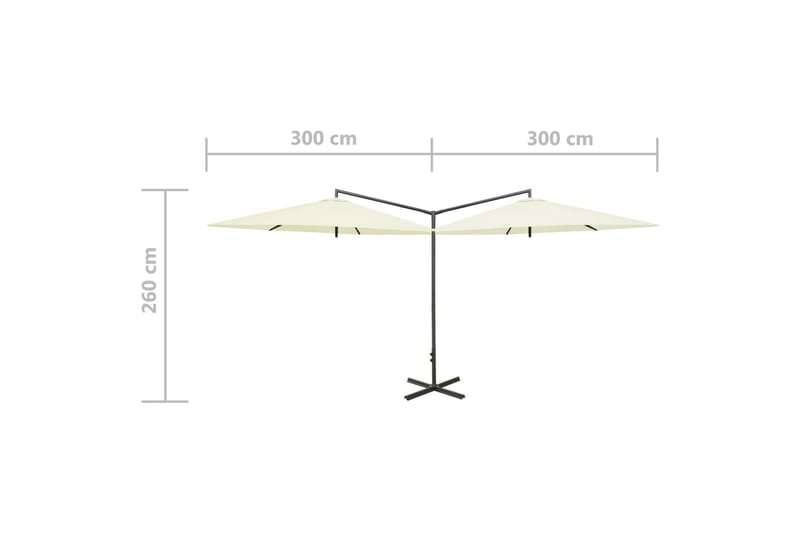 dobbelt parasol med stålstang 600 cm sandfarvet - Parasoller