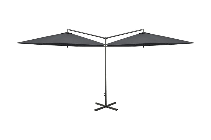 dobbelt parasol med stålstang 600 cm antracitgrå - Antracit - Havemøbler - Solafskærmning - Parasoller