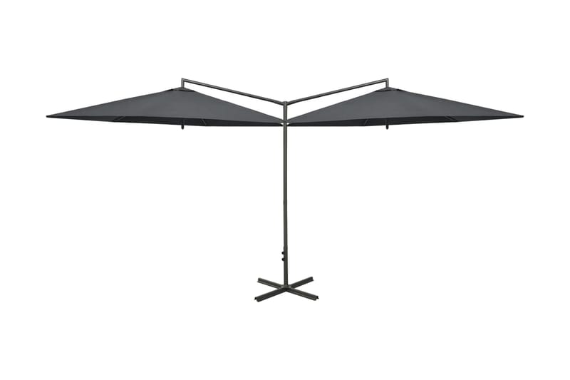 dobbelt parasol med stålstang 600 cm antracitgrå - Antracit - Parasoller