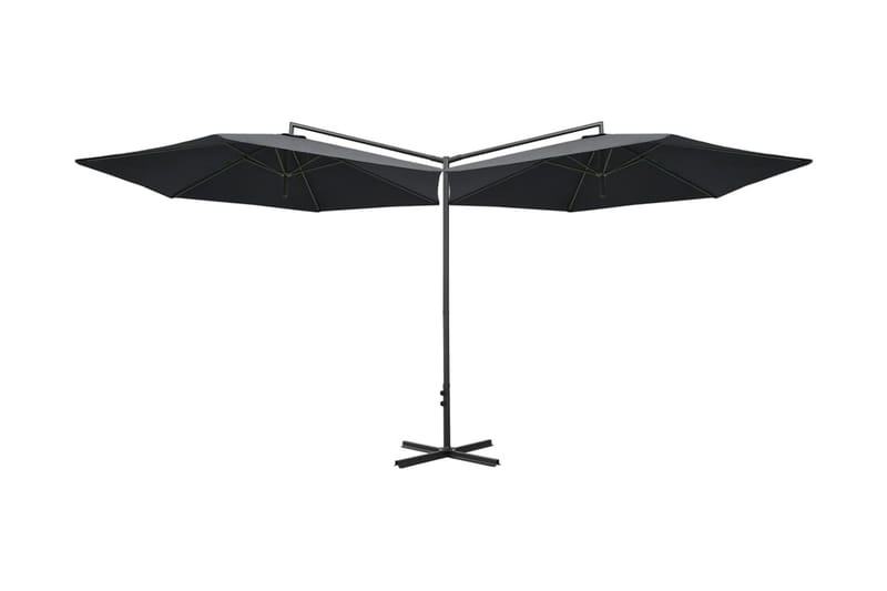 dobbelt parasol med stålstang 600 cm antracitgrå - Antracit - Havemøbler - Solafskærmning - Parasoller