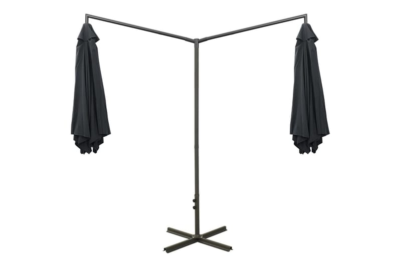 dobbelt parasol med stålstang 600 cm antracitgrå - Antracit - Havemøbler - Solafskærmning - Parasoller