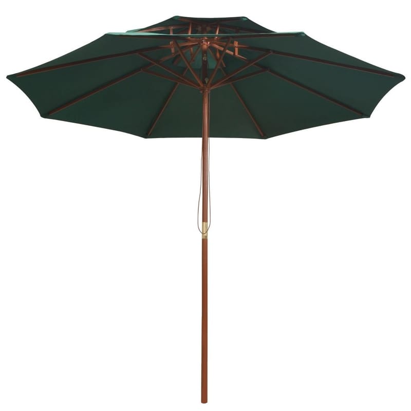 Dobbeltdækkerparasol 270 X 270 Cm Træstang Grøn - Grøn - Parasoller