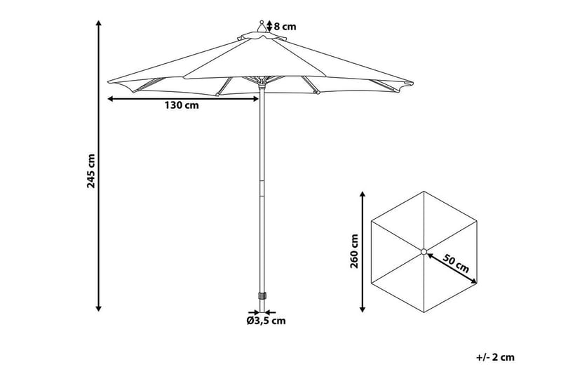 Ferentillo Parasol 245 cm - Beige - Havemøbler - Solafskærmning - Parasoller - Balkonparasol