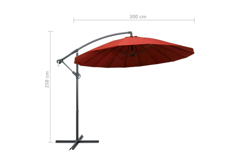 Hængende Parasol 3 m Aluminiumsstang Terracotta - Orange - Havemøbler - Solafskærmning - Parasoller