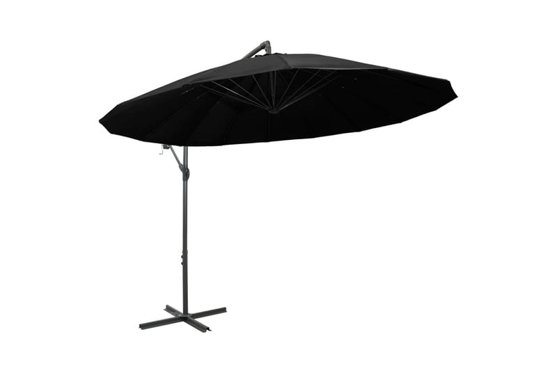 Hængende Parasol 3 m Aluminiumsstang Sort - Sort - Parasoller