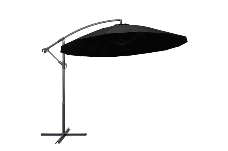 Hængende Parasol 3 m Aluminiumsstang Sort - Sort - Havemøbler - Solafskærmning - Parasoller