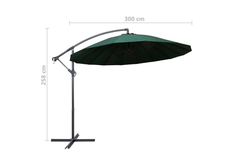 Hængende Parasol 3 m Aluminiumsstang Grøn - Grøn - Havemøbler - Solafskærmning - Parasoller