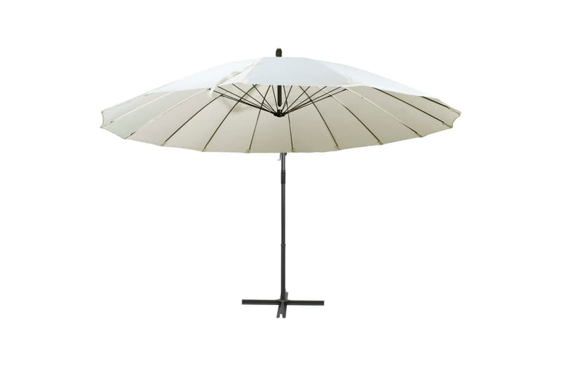 Hængende Parasol 3 m Aluminiumsstang Hvid - Hvid - Havemøbler - Solafskærmning - Parasoller