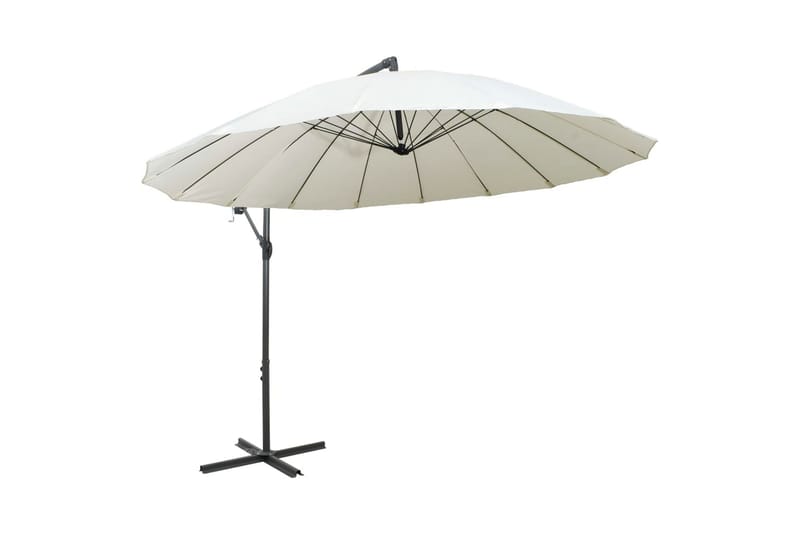 Hængende Parasol 3 m Aluminiumsstang Hvid - Hvid - Parasoller