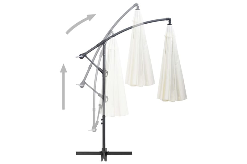 Hængende Parasol 3 m Aluminiumsstang Hvid - Hvid - Havemøbler - Solafskærmning - Parasoller