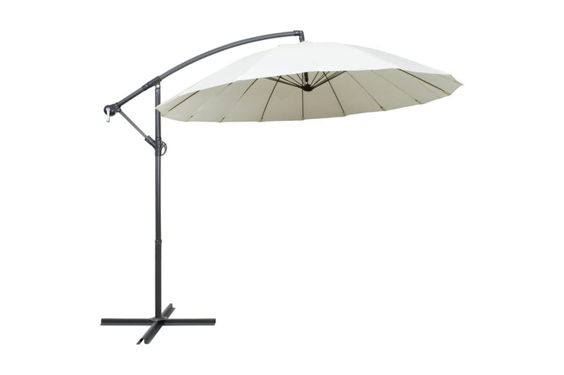 Hængende Parasol 3 m Aluminiumsstang Hvid - Hvid - Parasoller