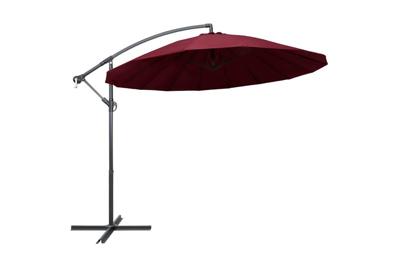 Hængende Parasol 3 m Aluminiumsstang Bordeaux - Rød - Parasoller