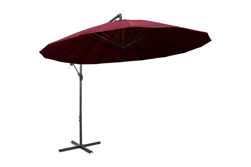 Hængende Parasol 3 m Aluminiumsstang Bordeaux - Rød - Parasoller