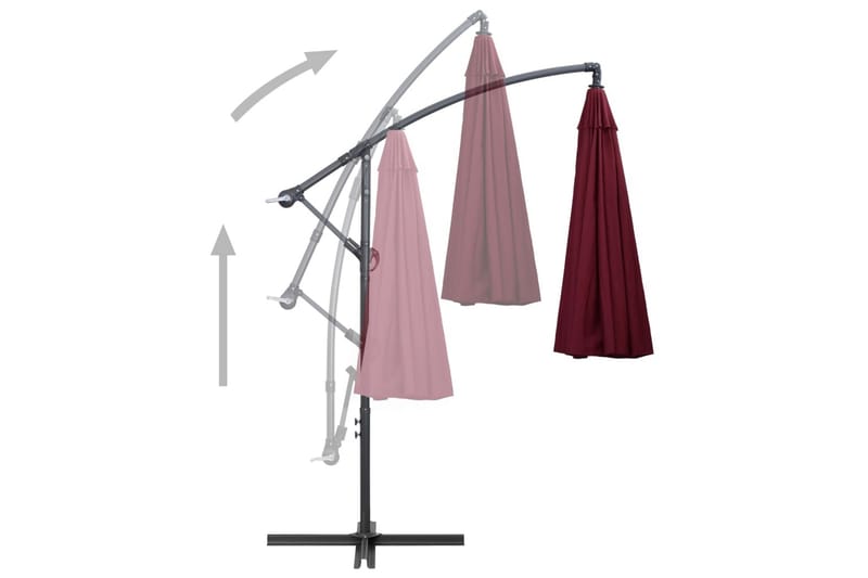 Hængende Parasol 3 m Aluminiumsstang Bordeaux - Rød - Parasoller