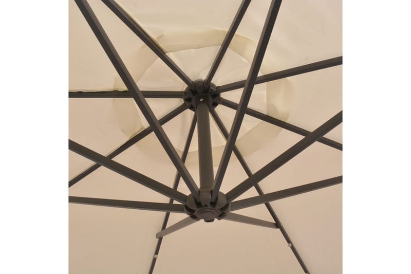 Hængende Parasol m Led-Belysning 300 Cm Metalstang - Beige - Havemøbler - Solafskærmning - Parasoller
