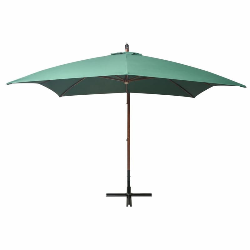 Hængende Parasol 300 X 300 Cm Træstang Grøn - Grøn - Havemøbler - Solafskærmning - Parasoller