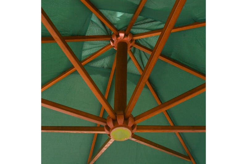 Hængende Parasol 300 X 300 Cm Træstang Grøn - Grøn - Parasoller