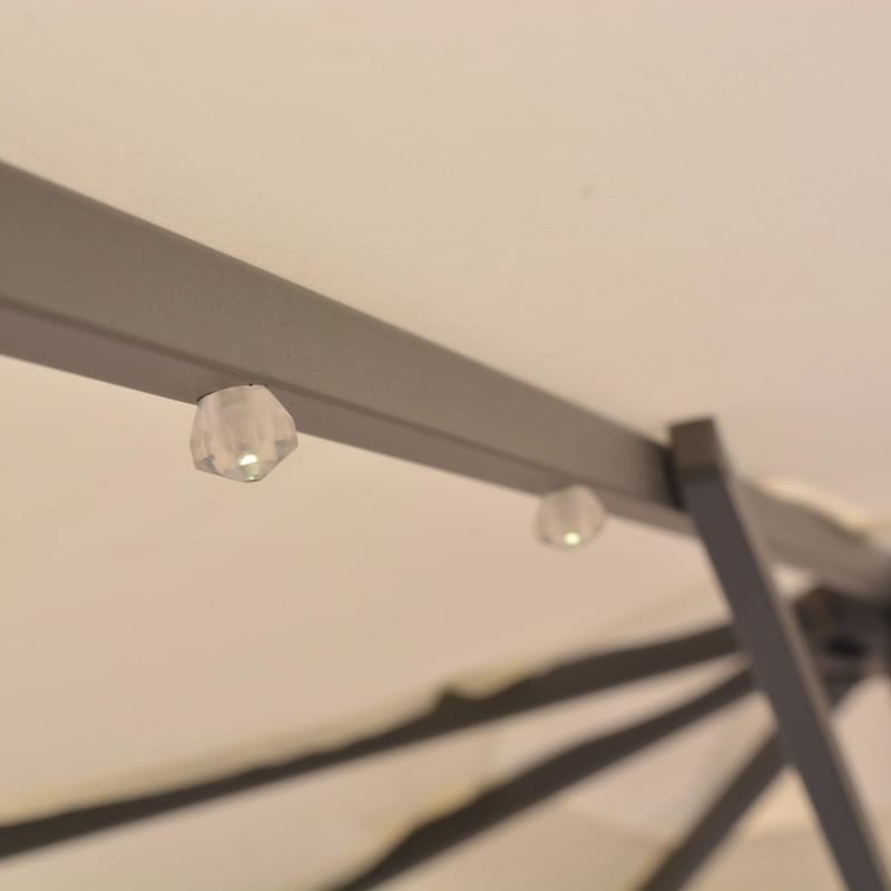 Hængende Parasol m Led-Belysning 300 Cm Metalstang - Beige - Havemøbler - Solafskærmning - Parasoller