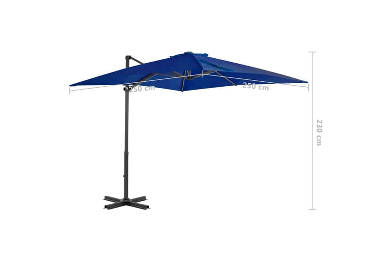 hængeparasol med aluminiumsstang 250x250 cm azurblå - Blå - Havemøbler - Solafskærmning - Parasoller - Hængeparasol