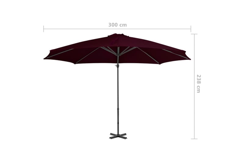 hængeparasol med aluminiumsstang 300 cm rød - Rød - Havemøbler - Solafskærmning - Parasoller - Hængeparasol