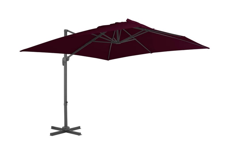 hængeparasol med aluminiumsstang 300x300 cm bordeauxfarvet - Rød - Havemøbler - Solafskærmning - Parasoller - Hængeparasol