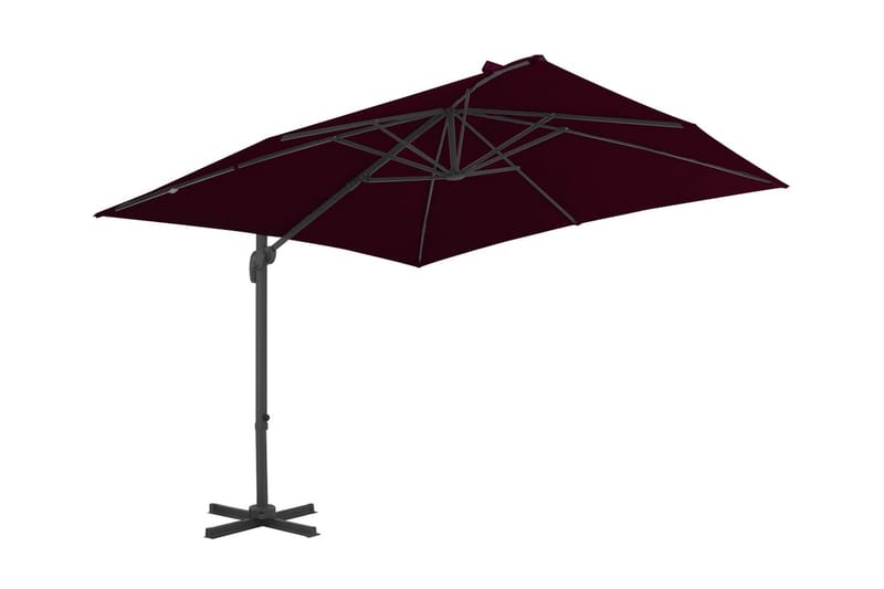 hængeparasol med aluminiumsstang 300x300 cm bordeauxfarvet - Rød - Havemøbler - Solafskærmning - Parasoller - Hængeparasol