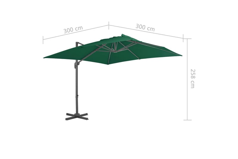 hængeparasol med aluminiumsstang 300x300 cm grøn - Grøn - Havemøbler - Solafskærmning - Parasoller - Hængeparasol