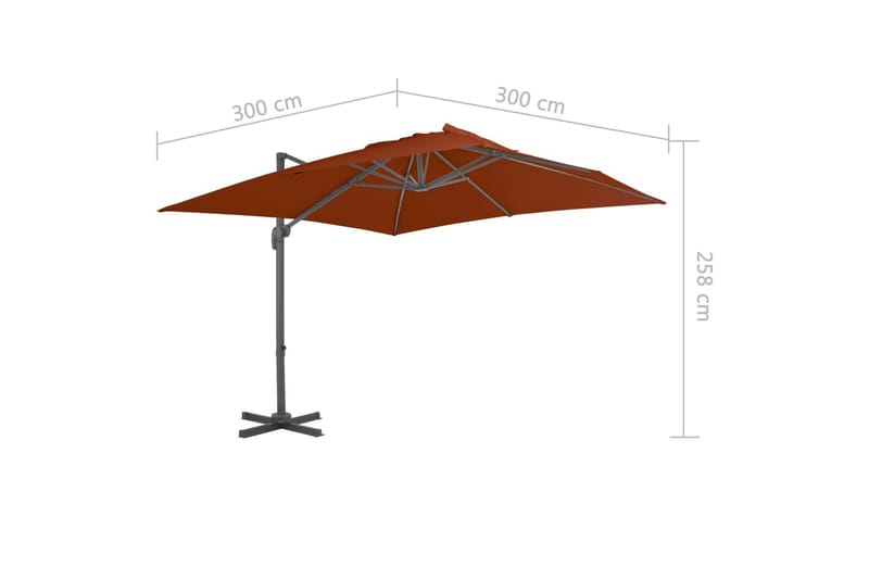 hængeparasol med aluminiumsstang 300x300 cm terrakotta - Havemøbler - Solafskærmning - Parasoller - Hængeparasol