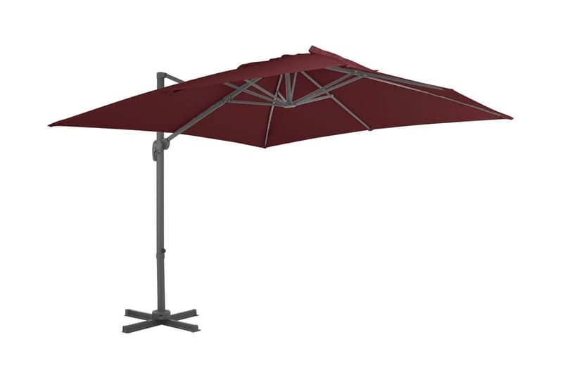 hængeparasol med aluminiumsstang 400x300 cm bordeauxfarvet - Rød - Havemøbler - Solafskærmning - Parasoller - Hængeparasol