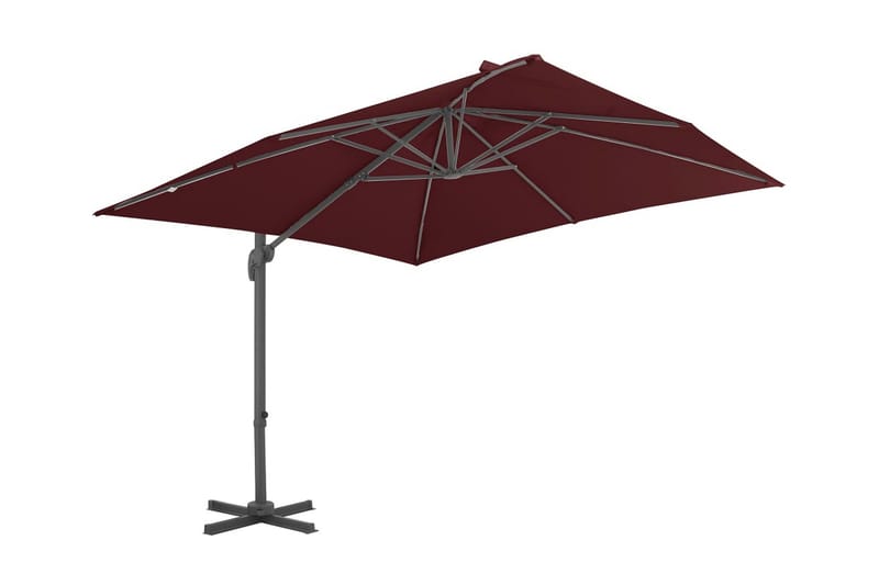 hængeparasol med aluminiumsstang 400x300 cm bordeauxfarvet - Rød - Havemøbler - Solafskærmning - Parasoller - Hængeparasol