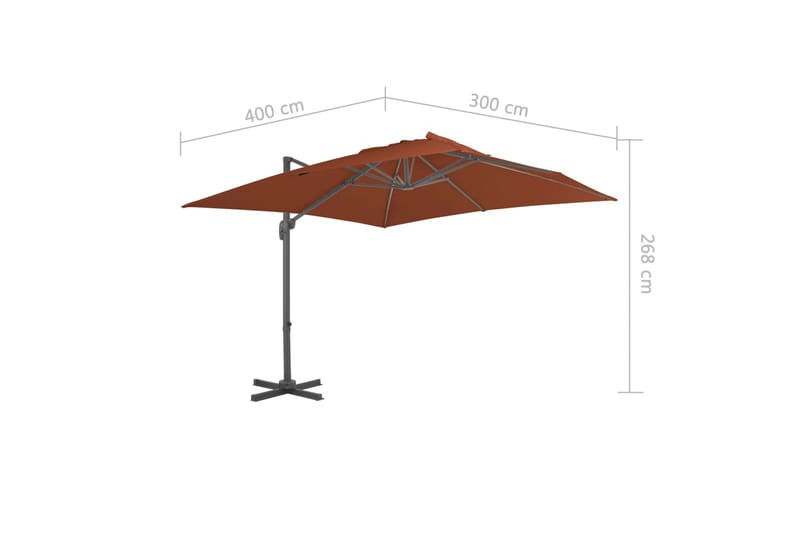 hængeparasol med aluminiumsstang 400x300 cm terrakotta - Havemøbler - Solafskærmning - Parasoller - Hængeparasol
