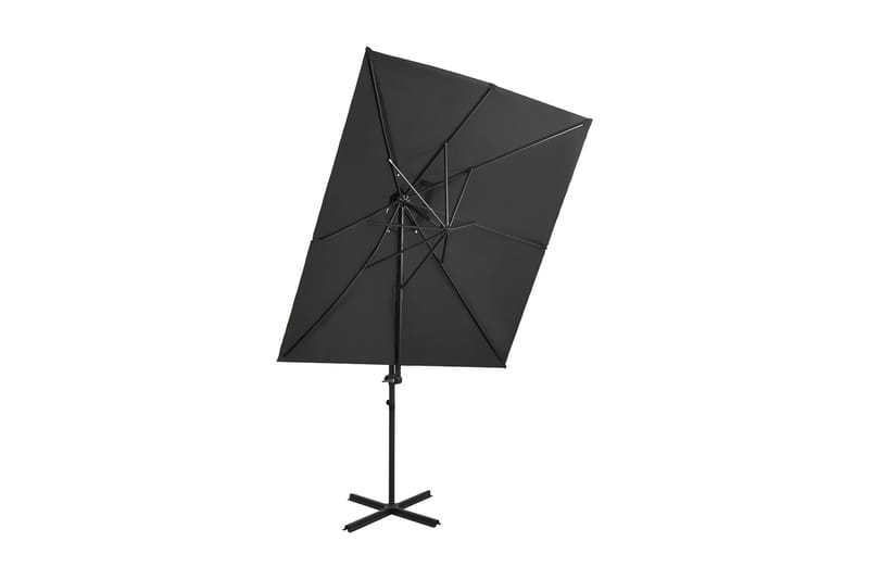 hængeparasol med dobbelt top 250x250 cm antracitgrå - Antracit - Havemøbler - Solafskærmning - Parasoller - Hængeparasol