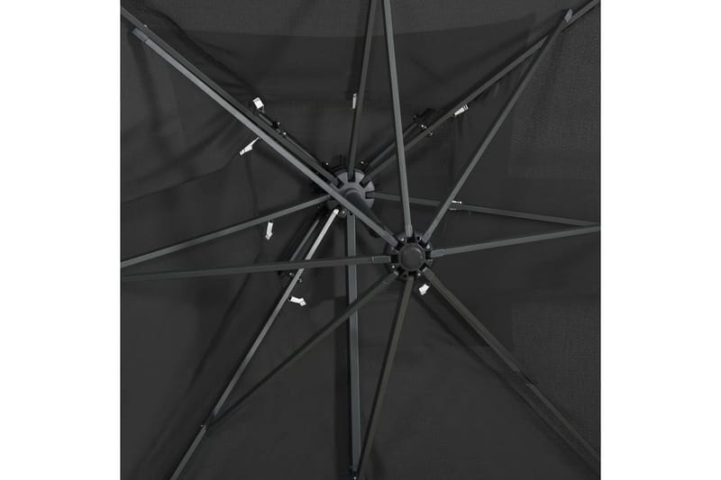 hængeparasol med dobbelt top 250x250 cm antracitgrå - Antracit - Havemøbler - Solafskærmning - Parasoller - Hængeparasol