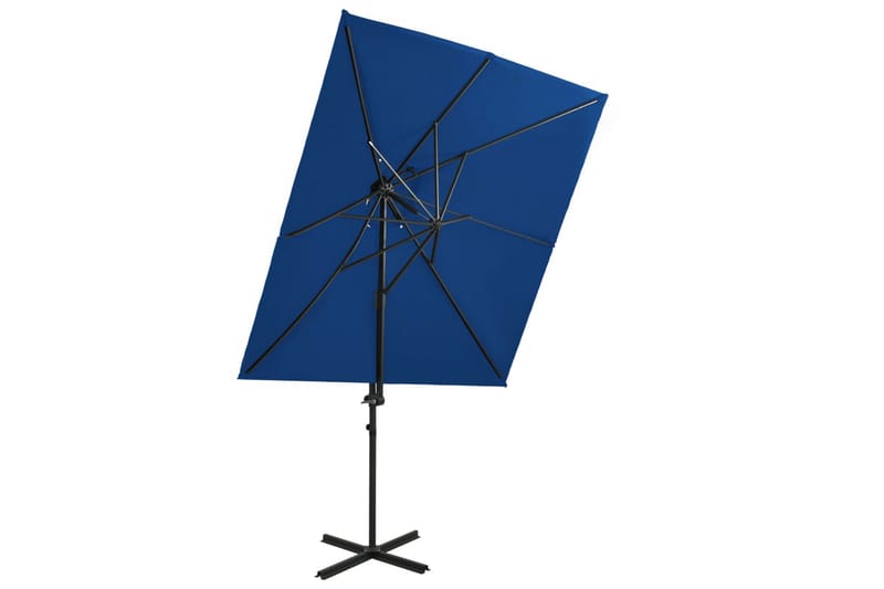 hængeparasol med dobbelt top 250x250 cm azurblå - Blå - Havemøbler - Solafskærmning - Parasoller - Hængeparasol