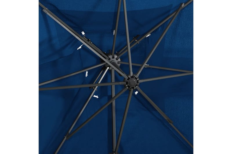 hængeparasol med dobbelt top 250x250 cm azurblå - Blå - Havemøbler - Solafskærmning - Parasoller - Hængeparasol