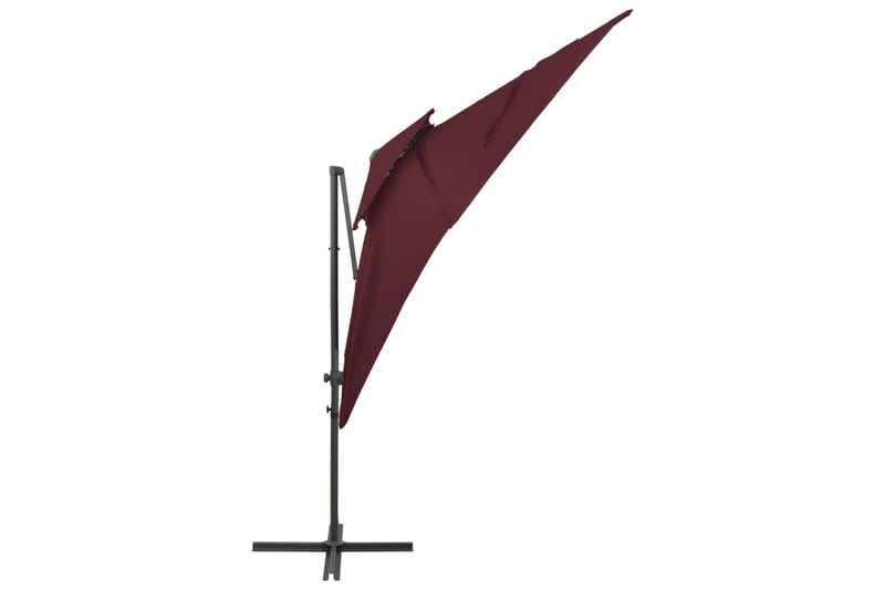 hængeparasol med dobbelt top 250x250 cm bordeauxrød - Rød - Havemøbler - Solafskærmning - Parasoller - Hængeparasol