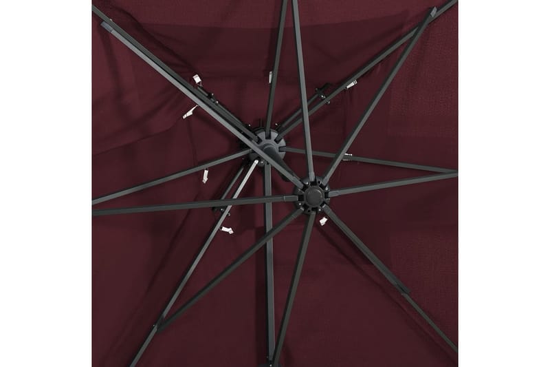 hængeparasol med dobbelt top 250x250 cm bordeauxrød - Rød - Havemøbler - Solafskærmning - Parasoller - Hængeparasol