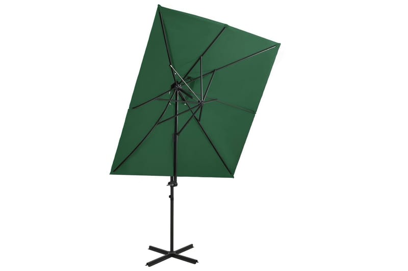 hængeparasol med dobbelt top 250x250 cm grøn - Grøn - Havemøbler - Solafskærmning - Parasoller - Hængeparasol