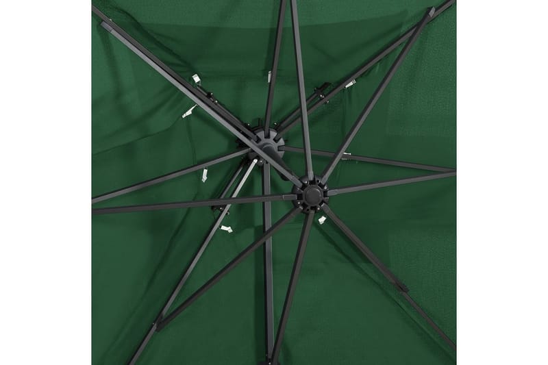 hængeparasol med dobbelt top 250x250 cm grøn - Grøn - Havemøbler - Solafskærmning - Parasoller - Hængeparasol